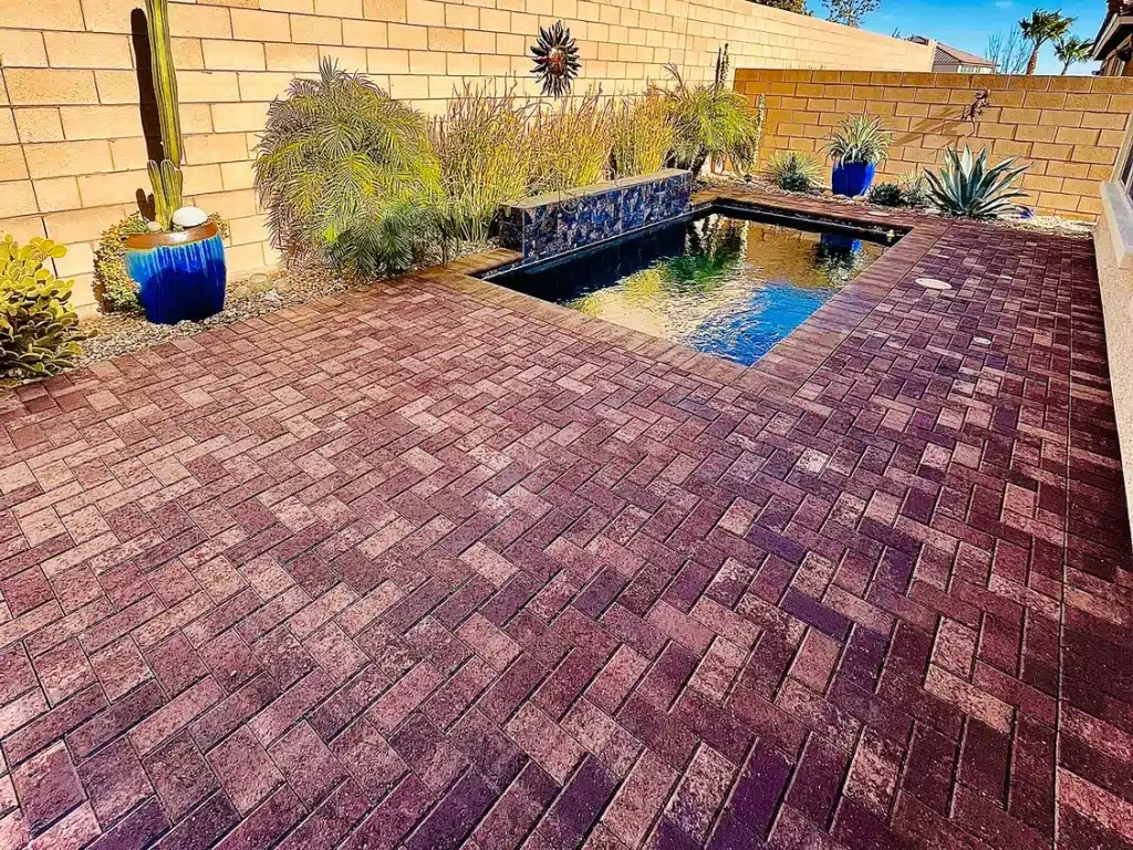 Cleaned and sealed paver courtyard