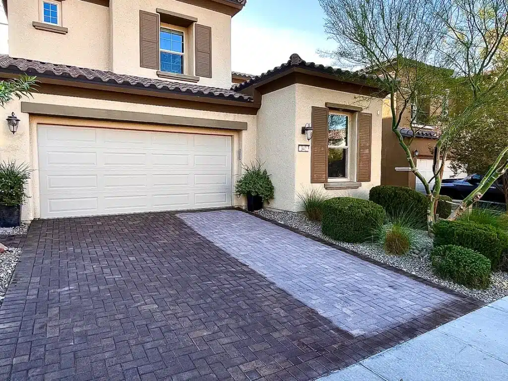 Cleaned and sealed paver driverway