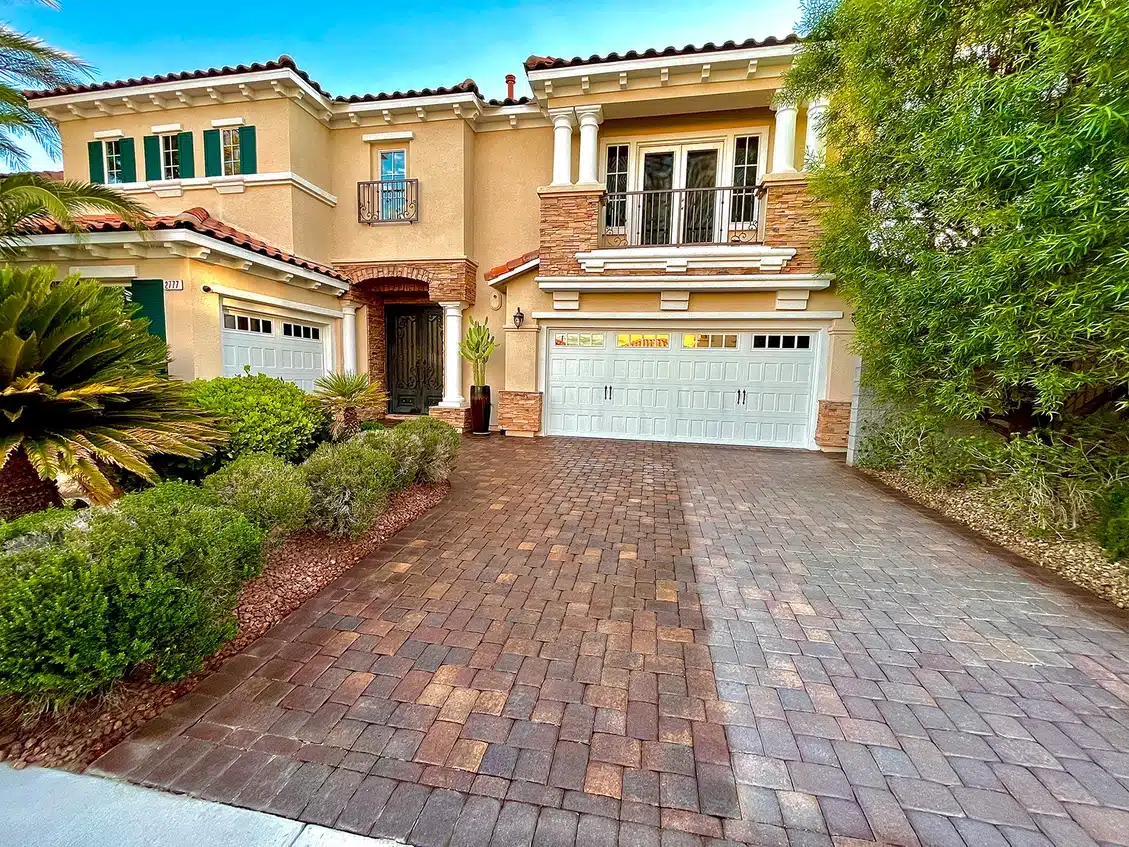 Cleaned and sealed paver driverway