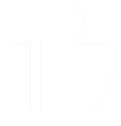 A white outline of a hand with the thumb pointing up, commonly known as a "like" icon.